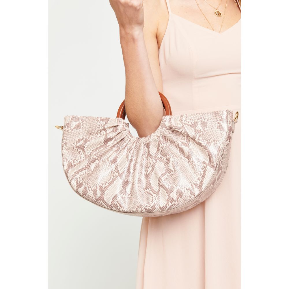 Woman wearing Nude Urban Expressions Moon Satchel 840611172679 View 2 | Nude