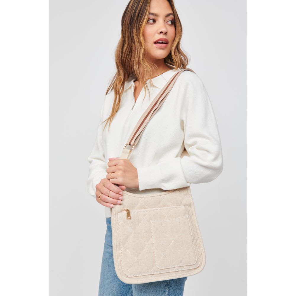 Woman wearing Oatmeal Urban Expressions Harlie Crossbody NA-840611102744 View 1 | Oatmeal