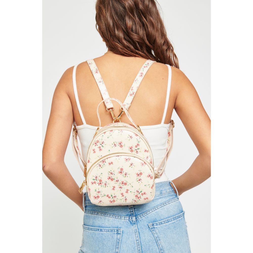 Woman wearing Cream Urban Expressions Nichole Floral Backpack 840611181206 View 1 | Cream