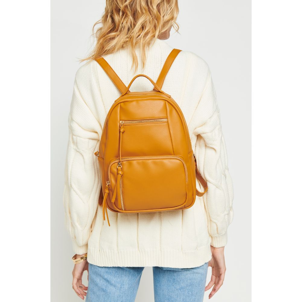Woman wearing Mustard Urban Expressions Preston Backpack 840611175267 View 1 | Mustard