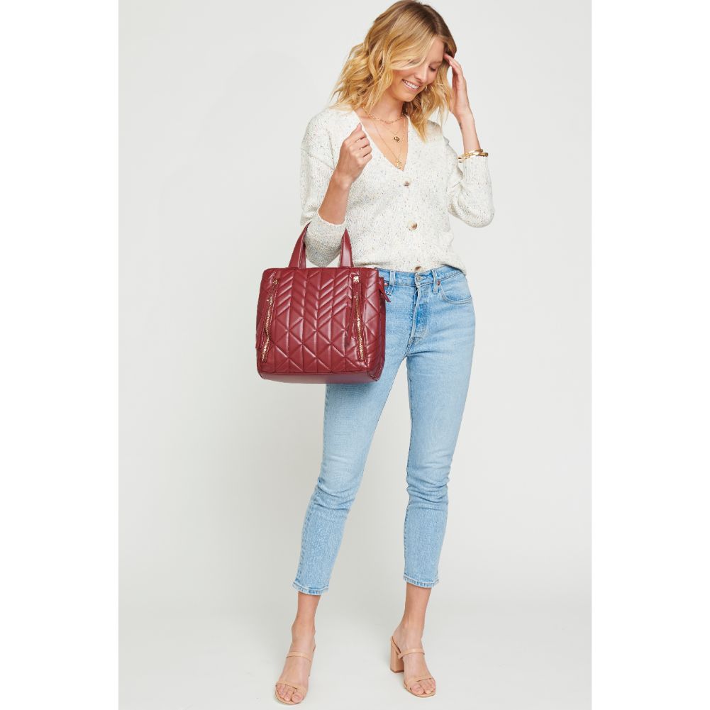 Woman wearing Red Urban Expressions Simone Satchel NA-840611149978 View 3 | Red
