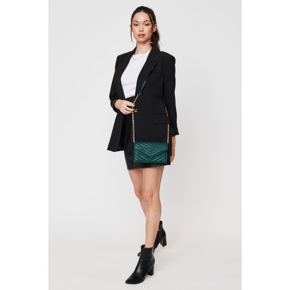 Woman wearing Hunter Green Urban Expressions Muriel Crossbody 840611104618 View 4 | Hunter Green