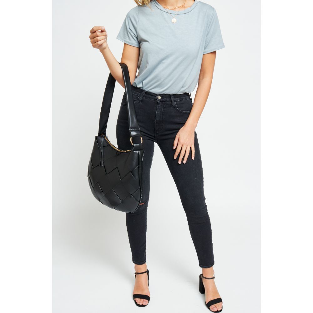 Woman wearing Black Urban Expressions Mira Messenger 840611179272 View 4 | Black