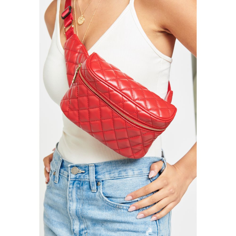 Woman wearing Red Urban Expressions Hawthorn Belt Bag NA-840611158604 View 1 | Red
