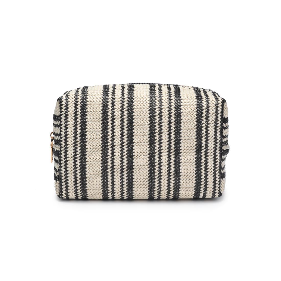 Urban Essentials Voyage Stripe Cosmetic & Travel Organizer Pouch 840611152626 View 5 | Black White