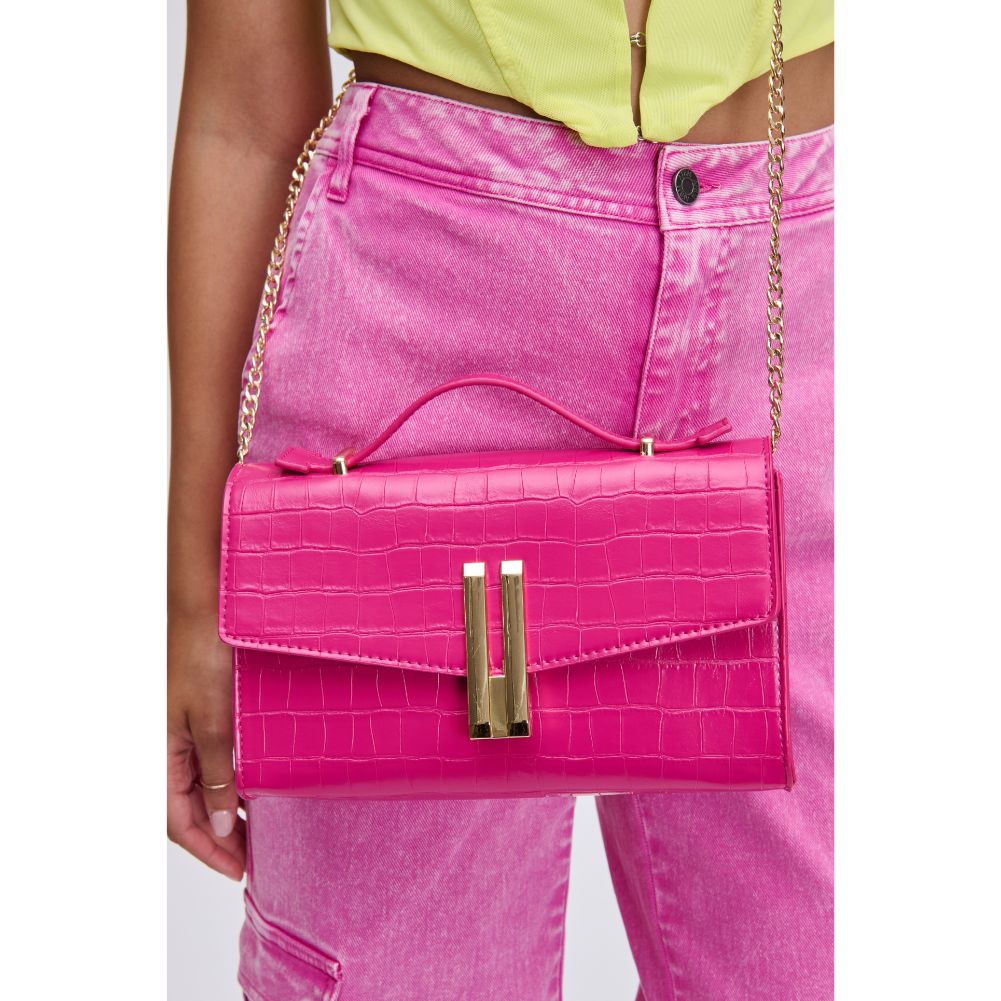 Woman wearing Hot Pink Urban Expressions Alfie Crossbody 840611113481 View 3 | Hot Pink