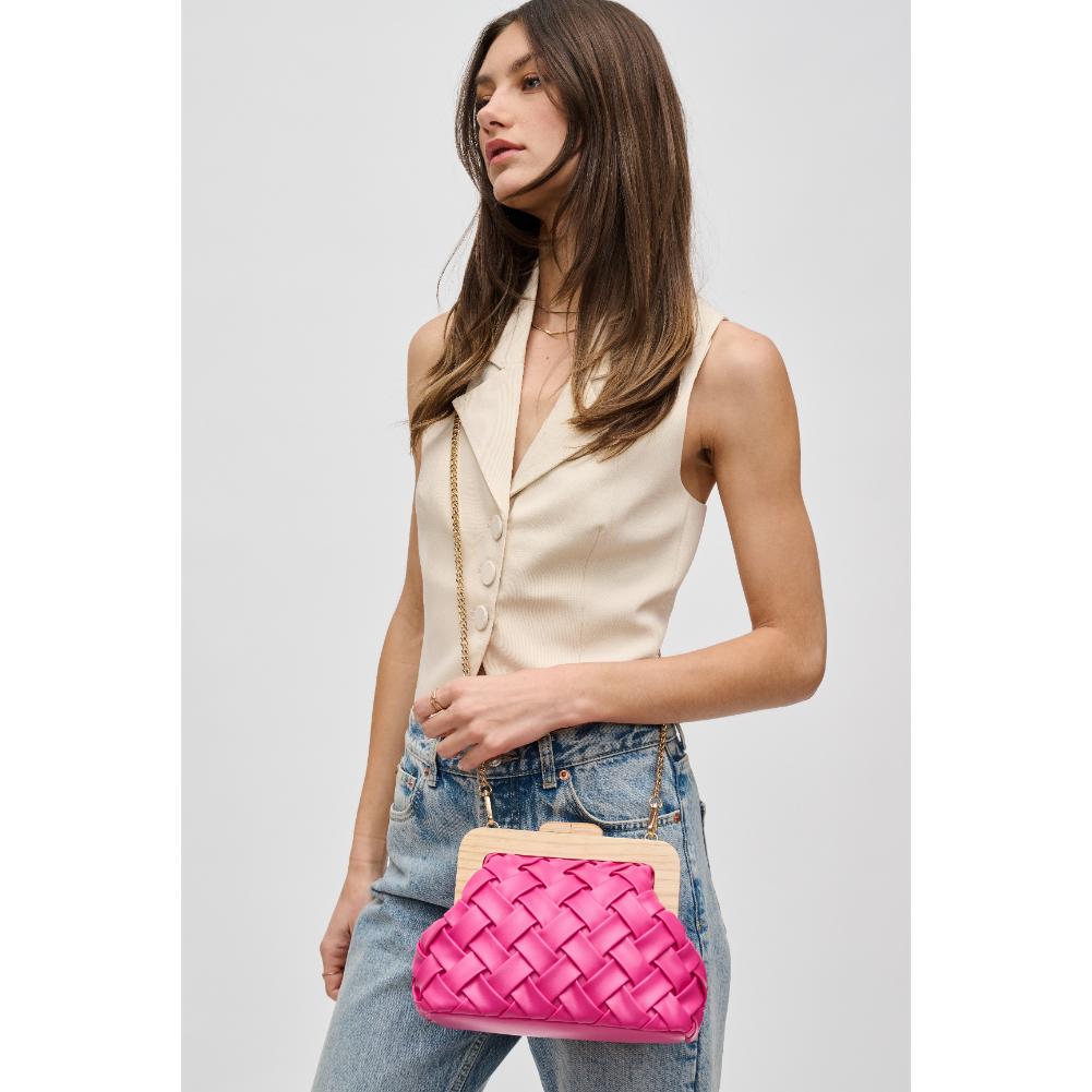 Woman wearing Hot Pink Urban Expressions Matilda Clutch 840611192110 View 1 | Hot Pink
