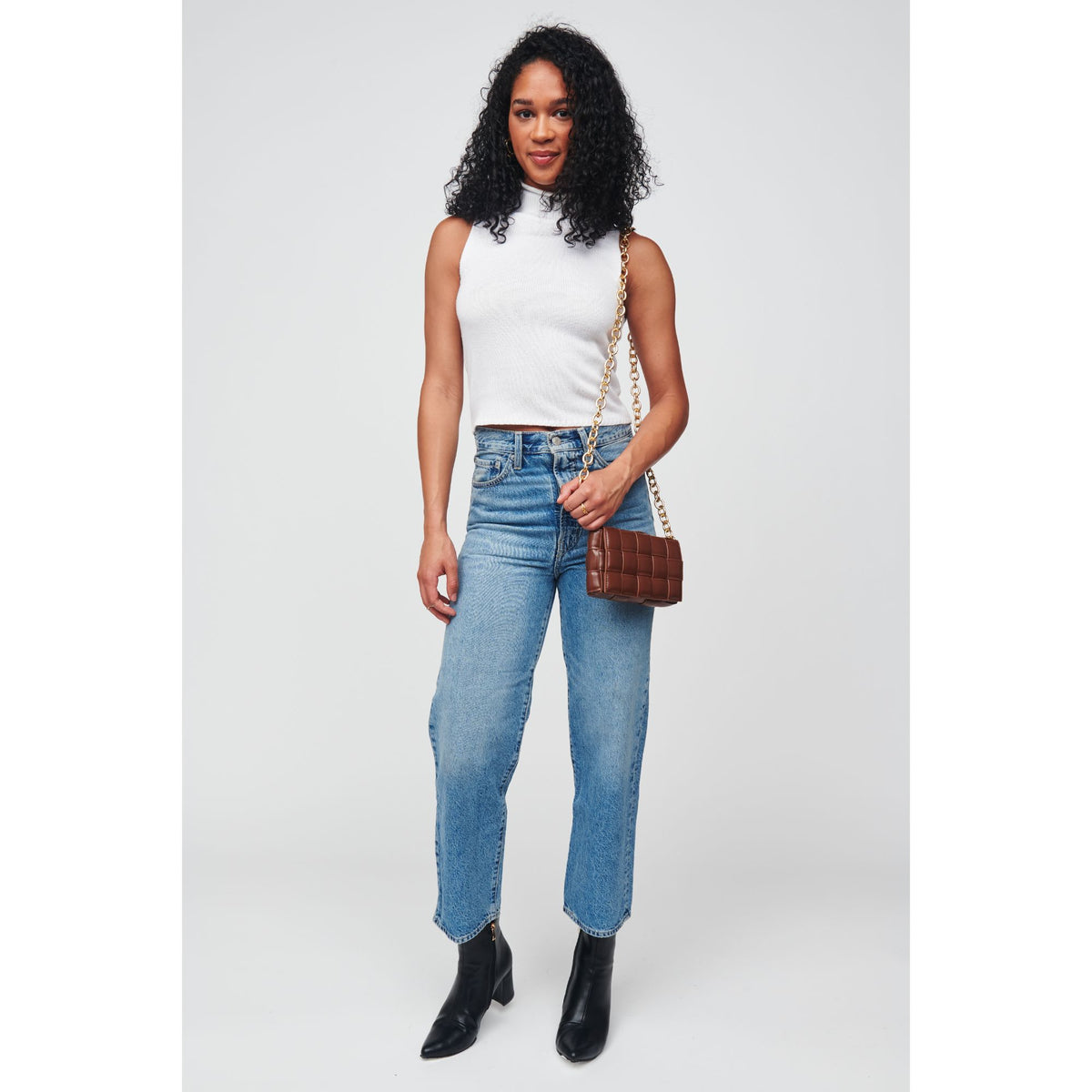 Woman wearing Chocolate Urban Expressions Holden Crossbody 840611101266 View 3 | Chocolate