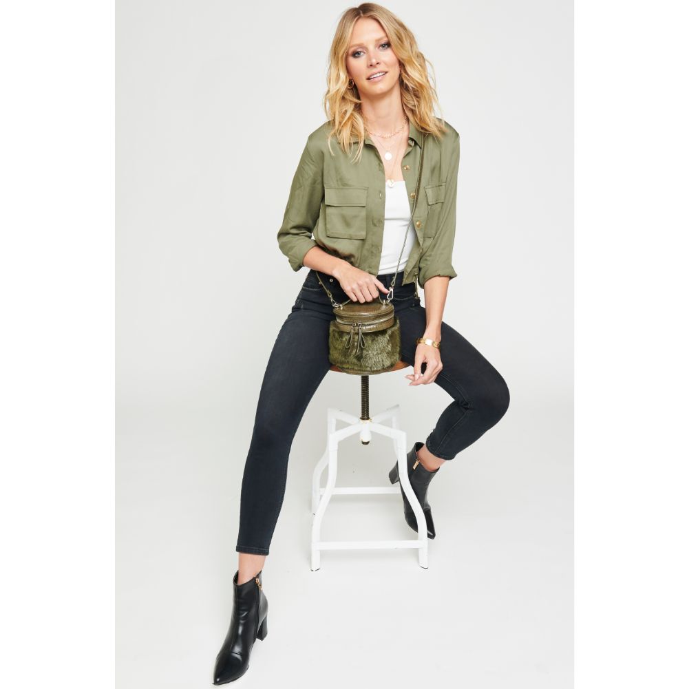 Woman wearing Olive Urban Expressions Fonda Crossbody NA-840611153982 View 3 | Olive
