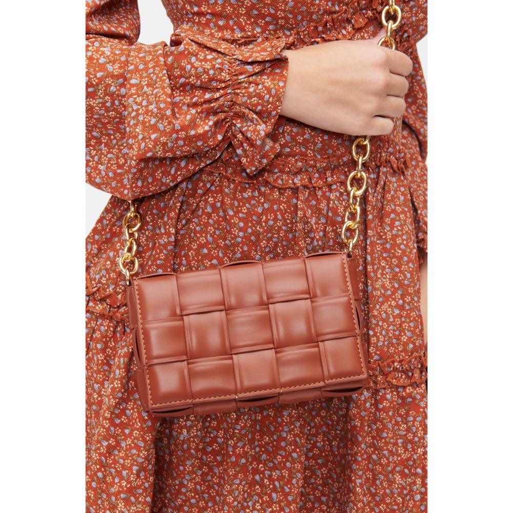Woman wearing Cognac Urban Expressions Holden Crossbody 840611101211 View 1 | Cognac