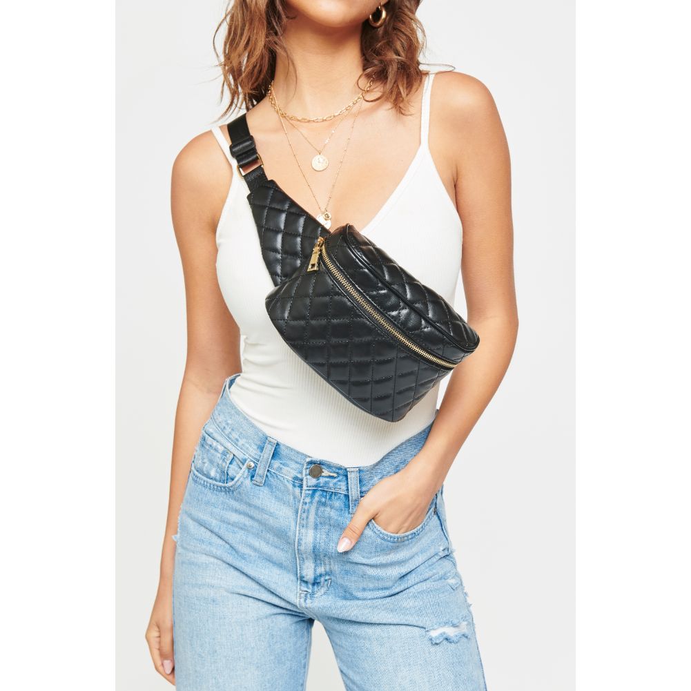 Woman wearing Black Urban Expressions Hawthorn Belt Bag NA-840611158574 View 1 | Black