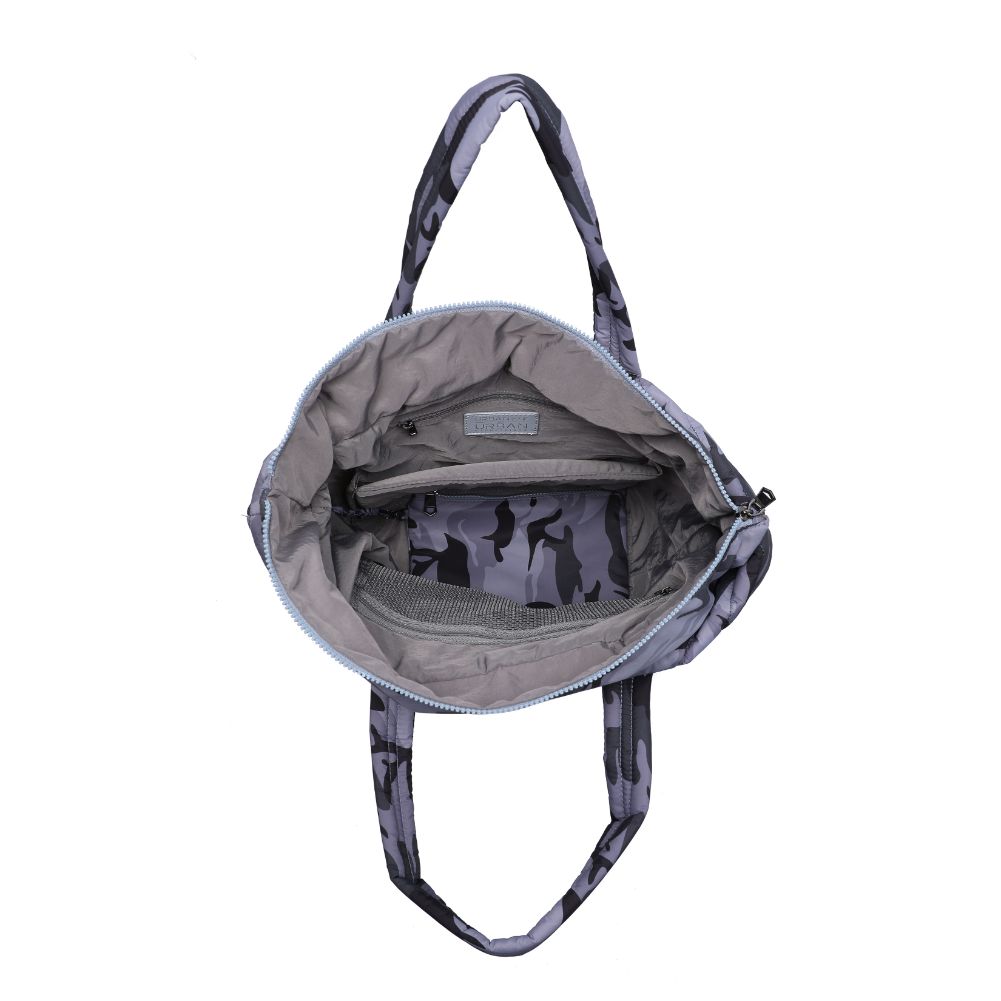 Woman wearing Black Grey Camo Urban Expressions Kickoff Tote NA-840611177797 View 9 | Black Grey Camo