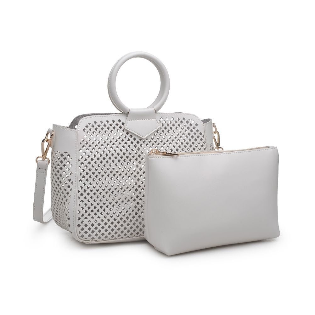 Woman wearing White Urban Expressions Jaclyn Satchel 840611169631 View 7 | White