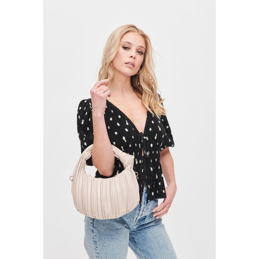 Woman wearing Oatmilk Urban Expressions Fawna  - Pleated Crossbody 840611106414 View 1 | Oatmilk