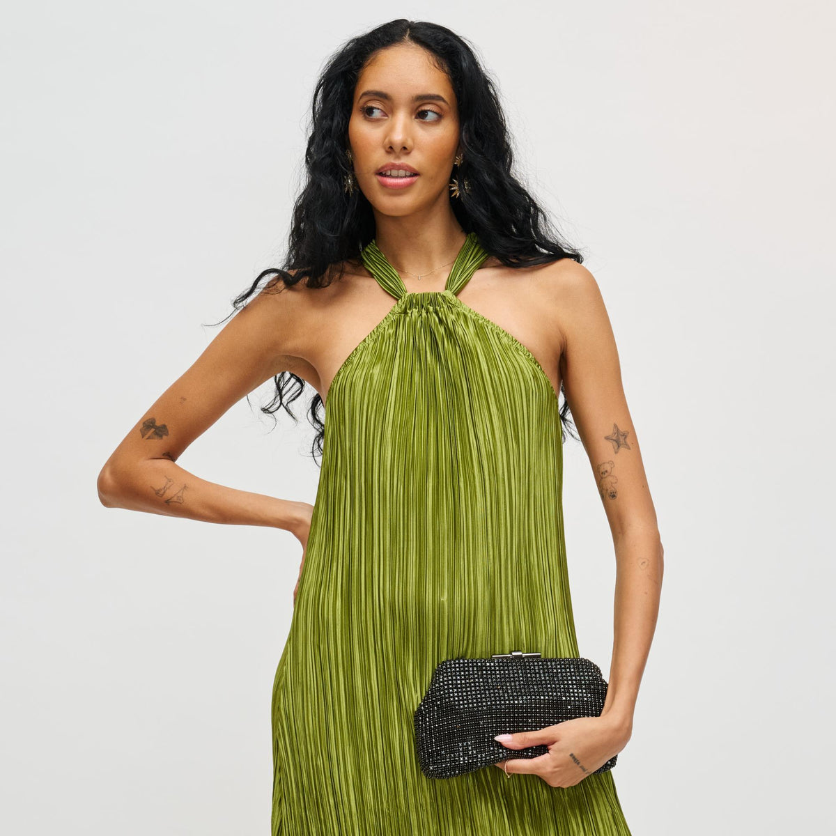 Woman wearing Black Urban Expressions Delfina Evening Bag 840611198648 View 2 | Black