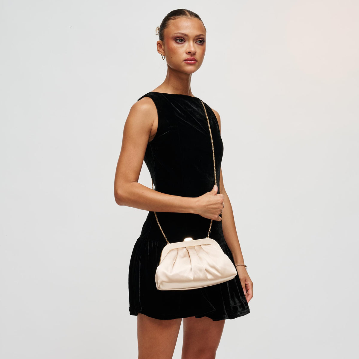 Woman wearing Champagne Urban Expressions Winter Clutch 840504211737 View 3 | Champagne