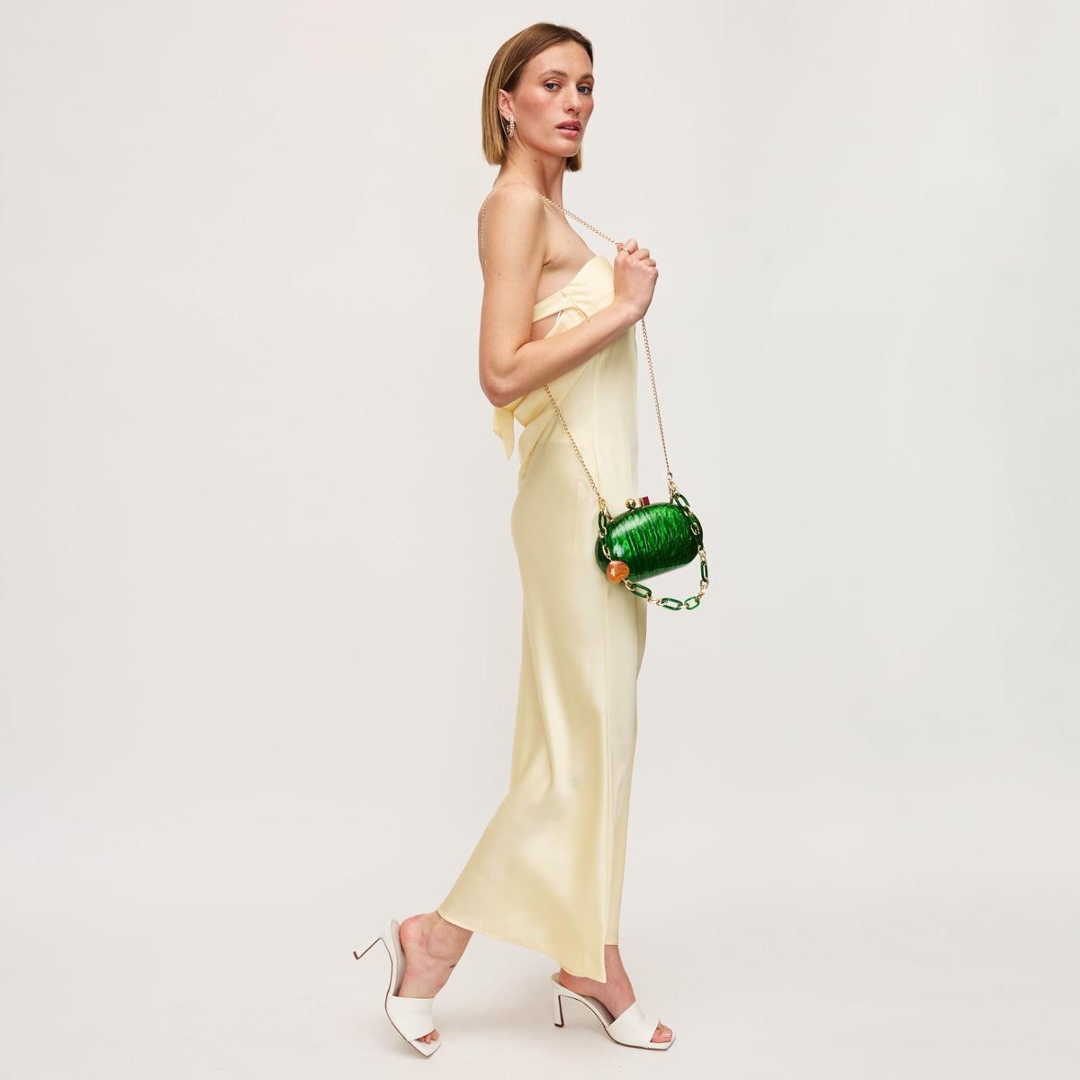 Woman wearing Emerald Urban Expressions Tamberla Evening Bag 840611152718 View 4 | Emerald