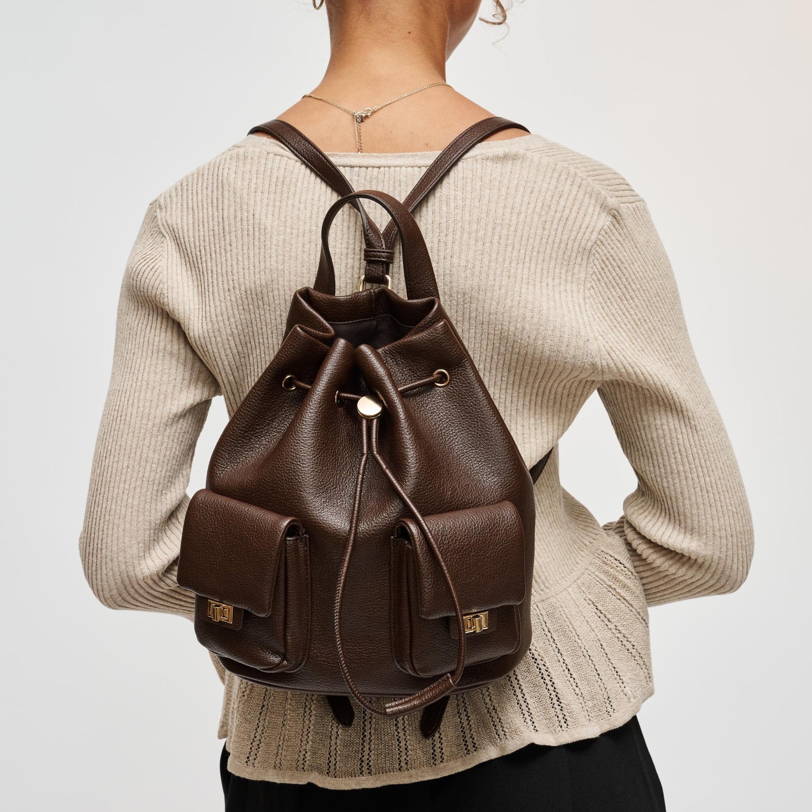 Woman wearing Black Urban Expressions Clearfield Backpack 840504212369 View 1 | Black