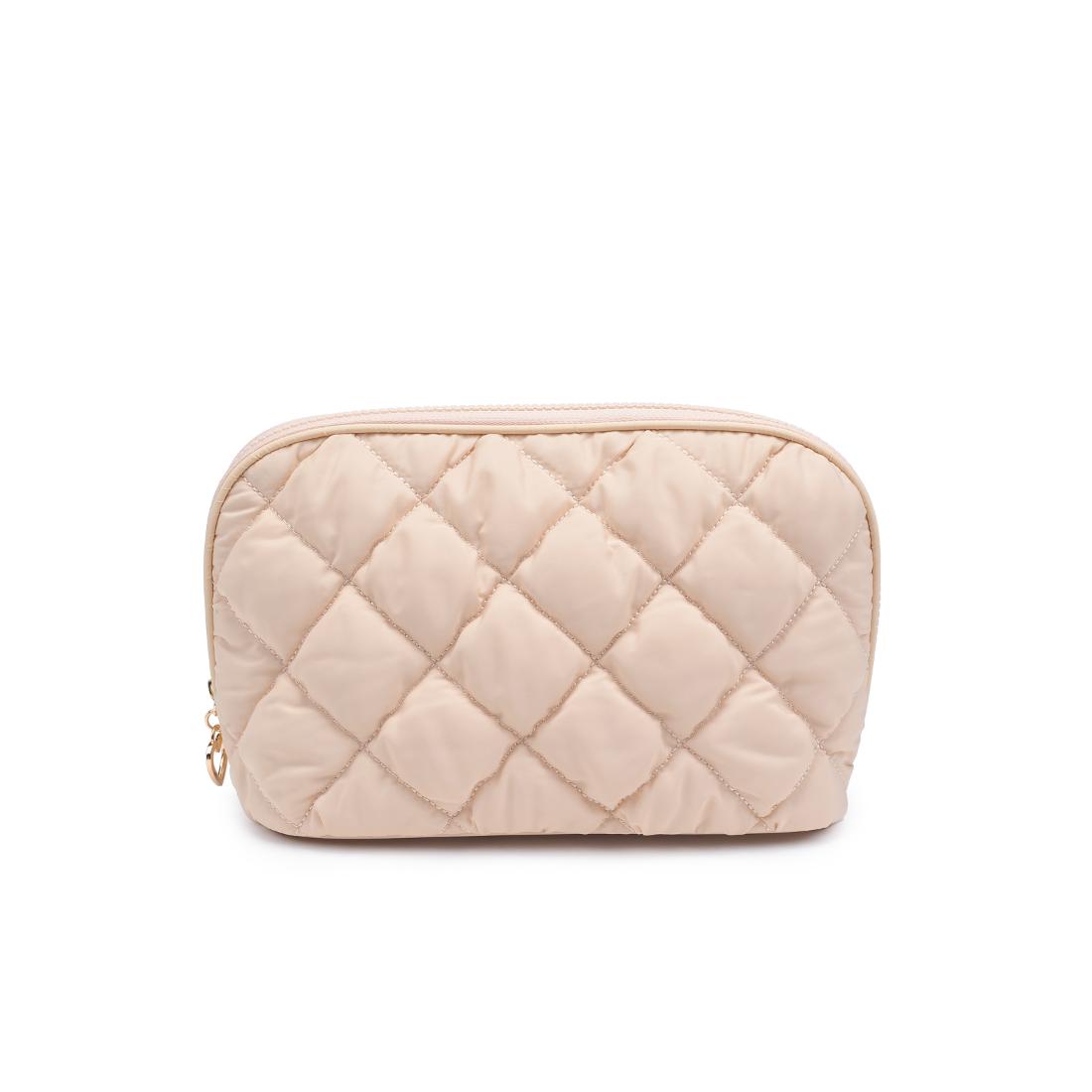 Urban Essentials Cloud Kiss - Quilted Puffer Nylon Cosmetic & Travel Organizer Dome Pouch 840611197092 View 5 | Cream
