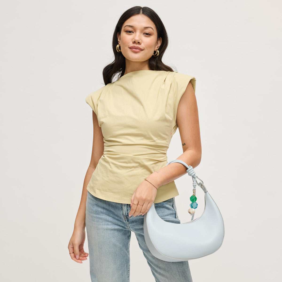 Woman wearing Blue Urban Expressions Emilia Hobo 840504206450 View 3 | Blue