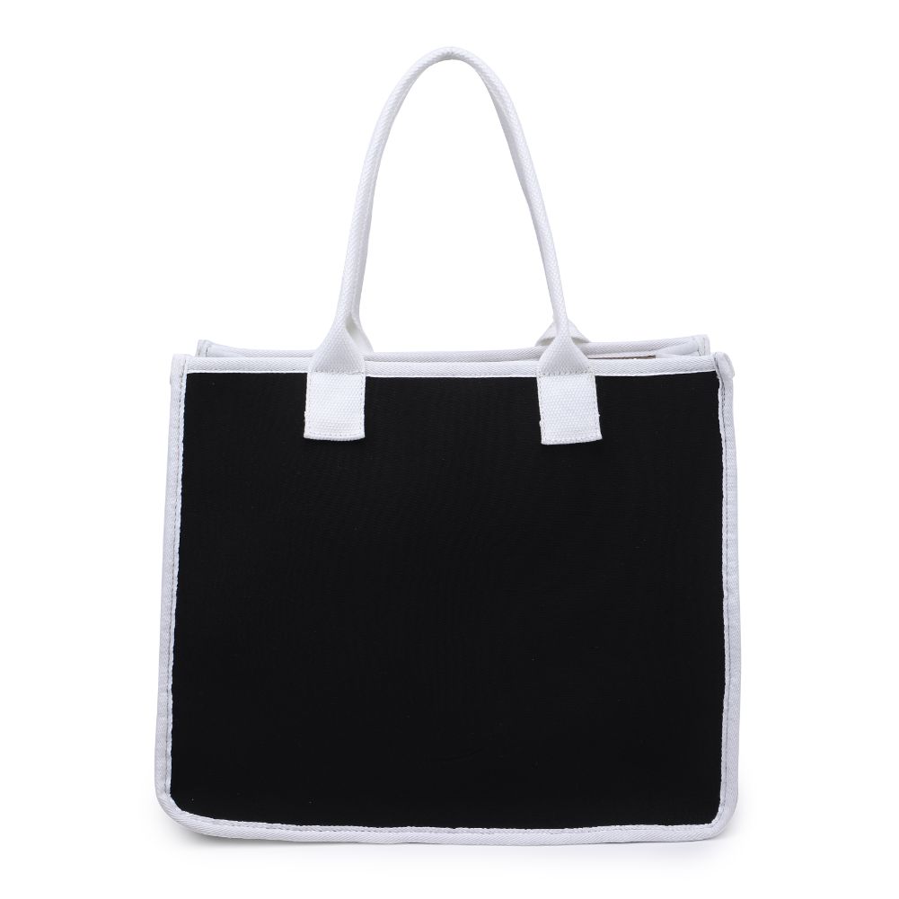 Woman wearing Black White Urban Expressions Wade Tote 840611118141 View 7 | Black White