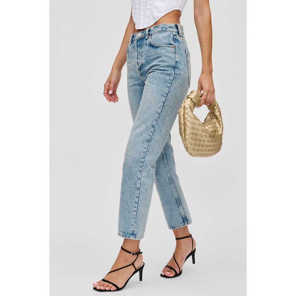Woman wearing Gold Urban Expressions Tracy - Woven Clutch 840611109682 View 2 | Gold