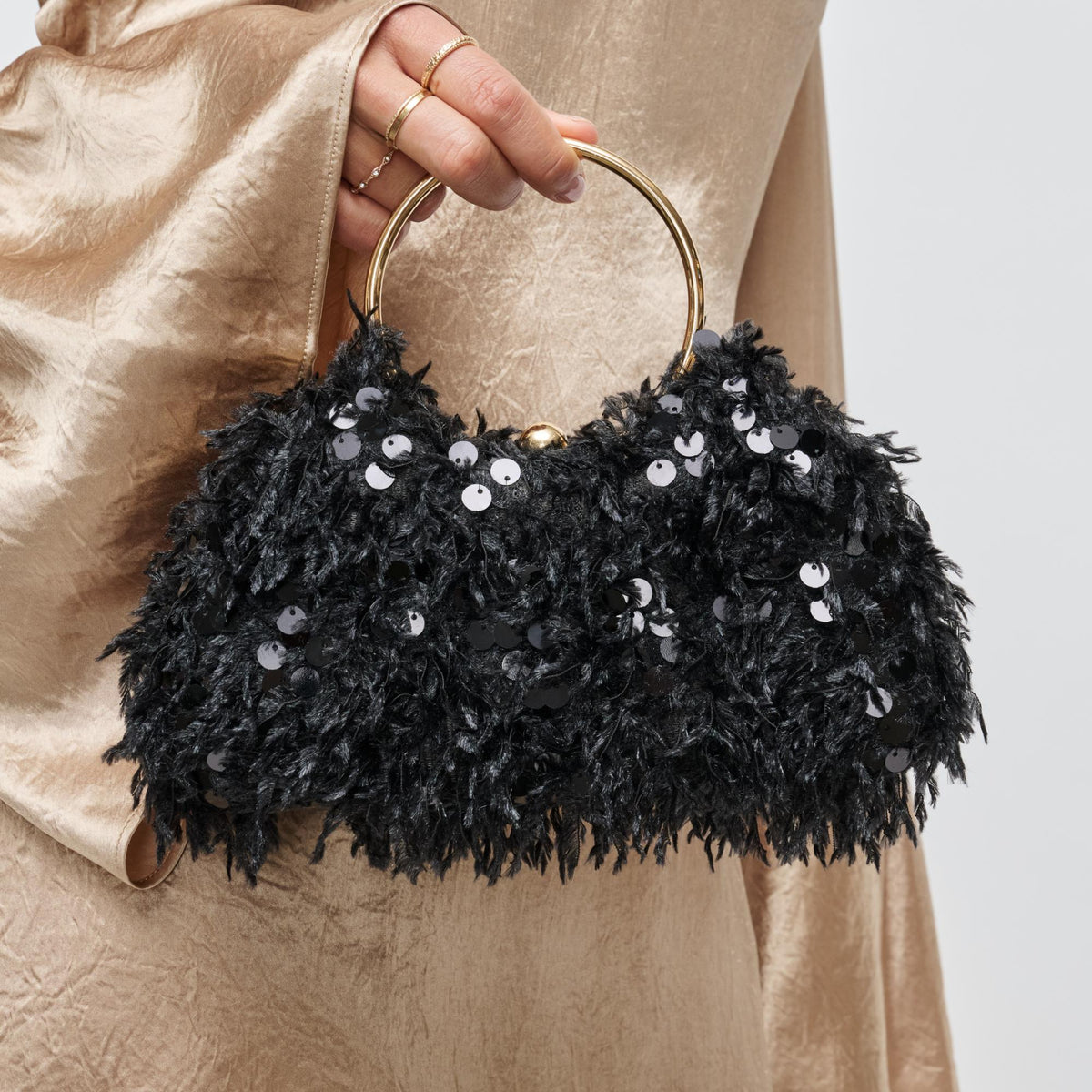 Woman wearing Black Urban Expressions Charlotte Evening Bag 840504200946 View 4 | Black