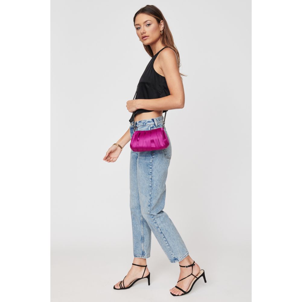 Woman wearing Purple Urban Expressions Sonya Evening Bag 840611108609 View 4 | Purple