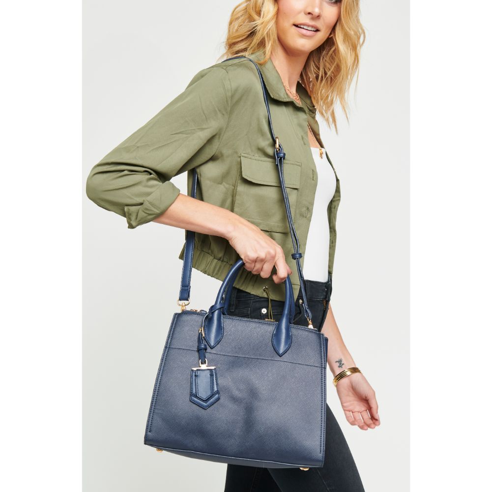 Woman wearing Navy Urban Expressions Cooper Satchel NA-840611153579 View 1 | Navy