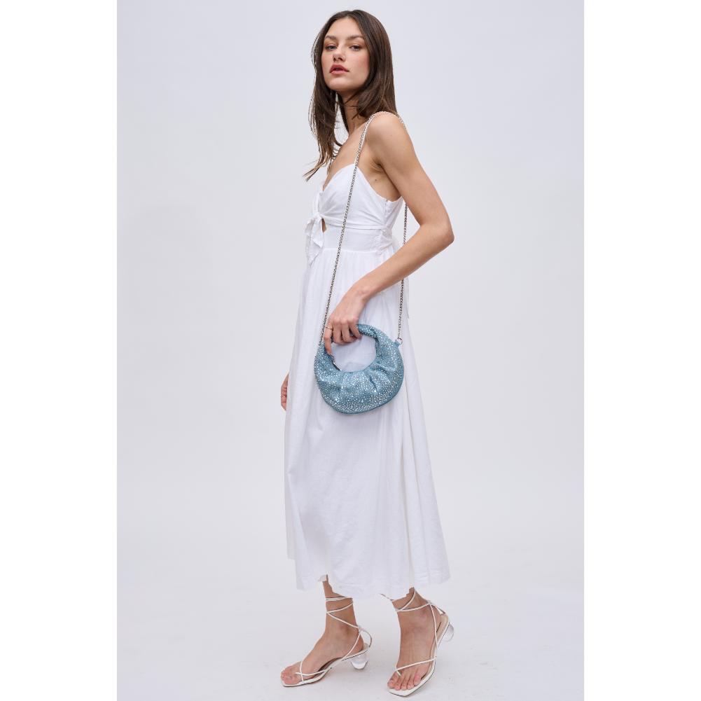 Woman wearing Denim Urban Expressions Kimmie Crossbody 840611155177 View 3 | Denim
