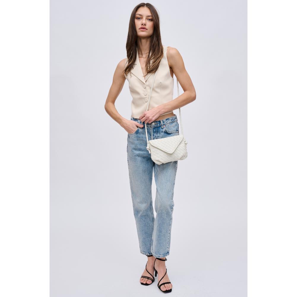 Woman wearing Oatmilk Urban Expressions Kylo Crossbody 840611124395 View 2 | Oatmilk