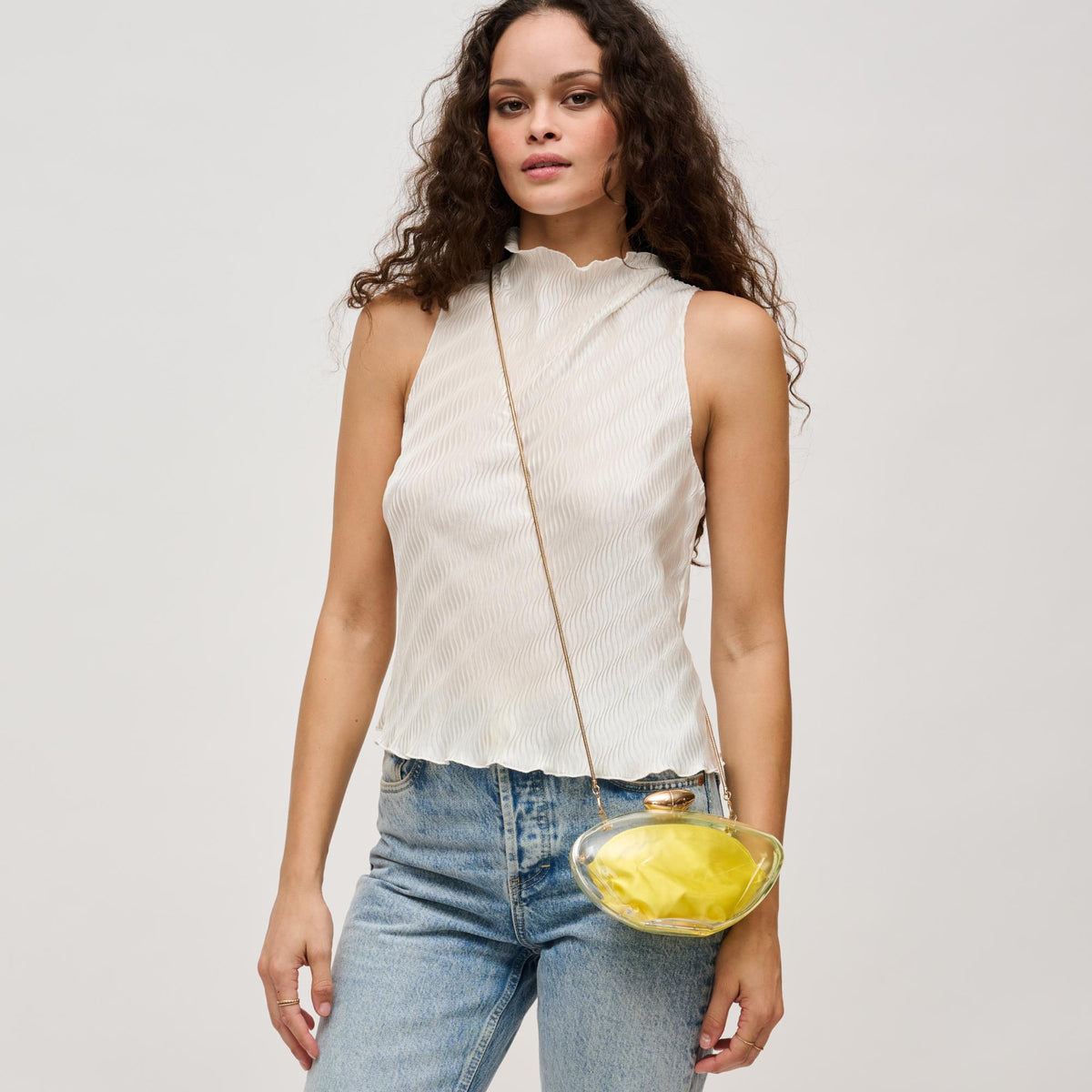 Woman wearing Yellow Urban Expressions Hayden Evening Bag 840611193339 View 2 | Yellow