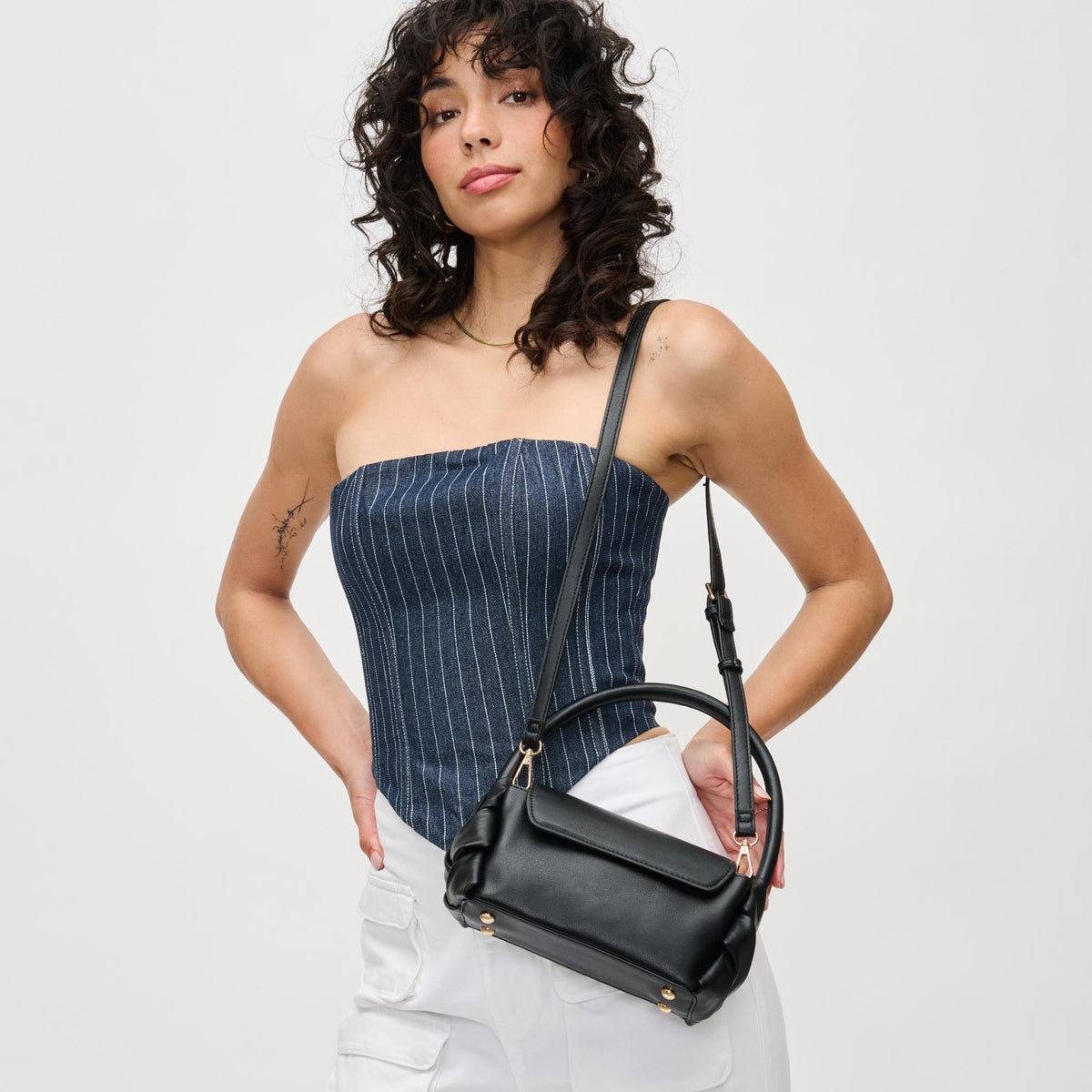 Woman wearing Black Urban Expressions Devin Crossbody 840611192011 View 2 | Black
