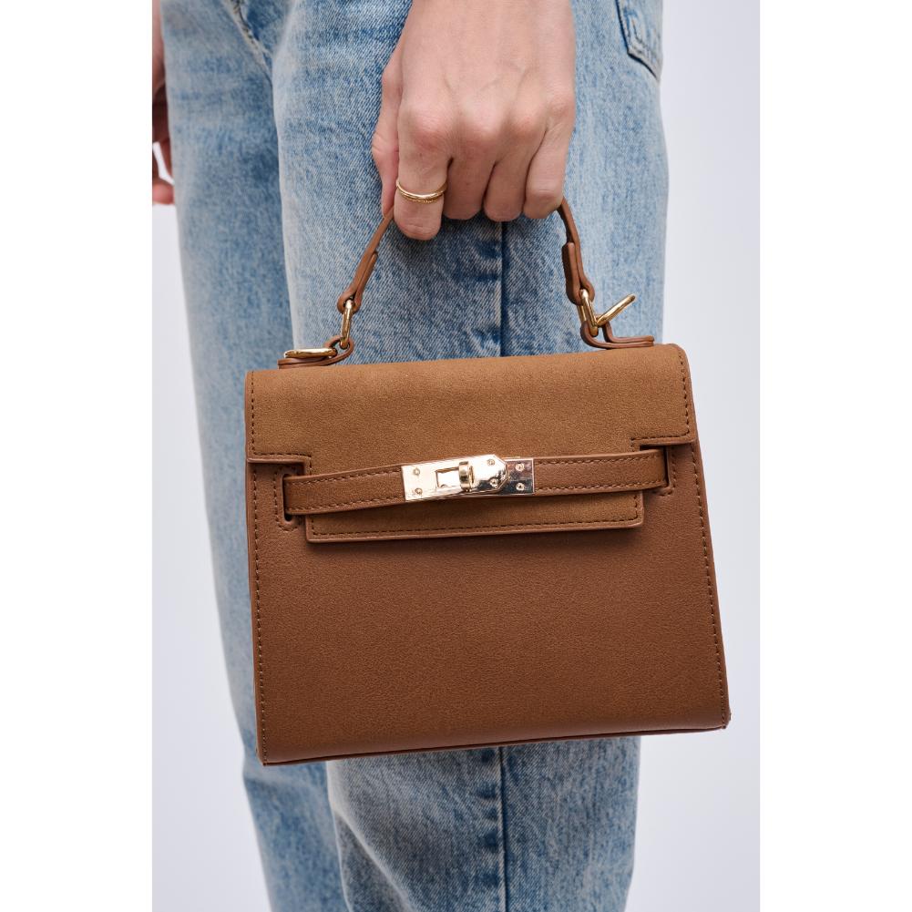 Woman wearing Tan Urban Expressions Mayfair Crossbody 840611121585 View 4 | Tan