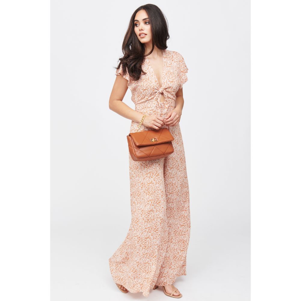 Woman wearing Tan Urban Expressions Emily Crossbody 840611182296 View 3 | Tan