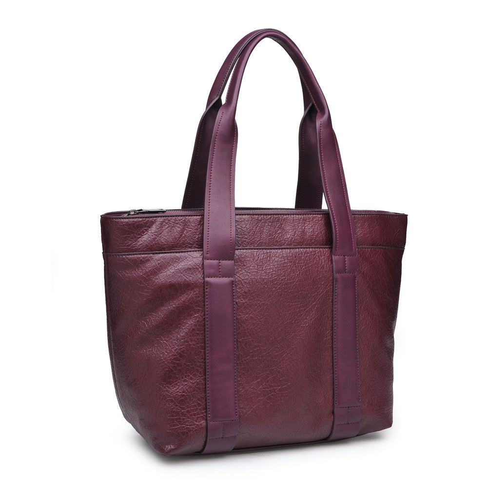 Woman wearing Eggplant Urban Expressions Finn Texture Tote NA-840611156594 View 6 | Eggplant