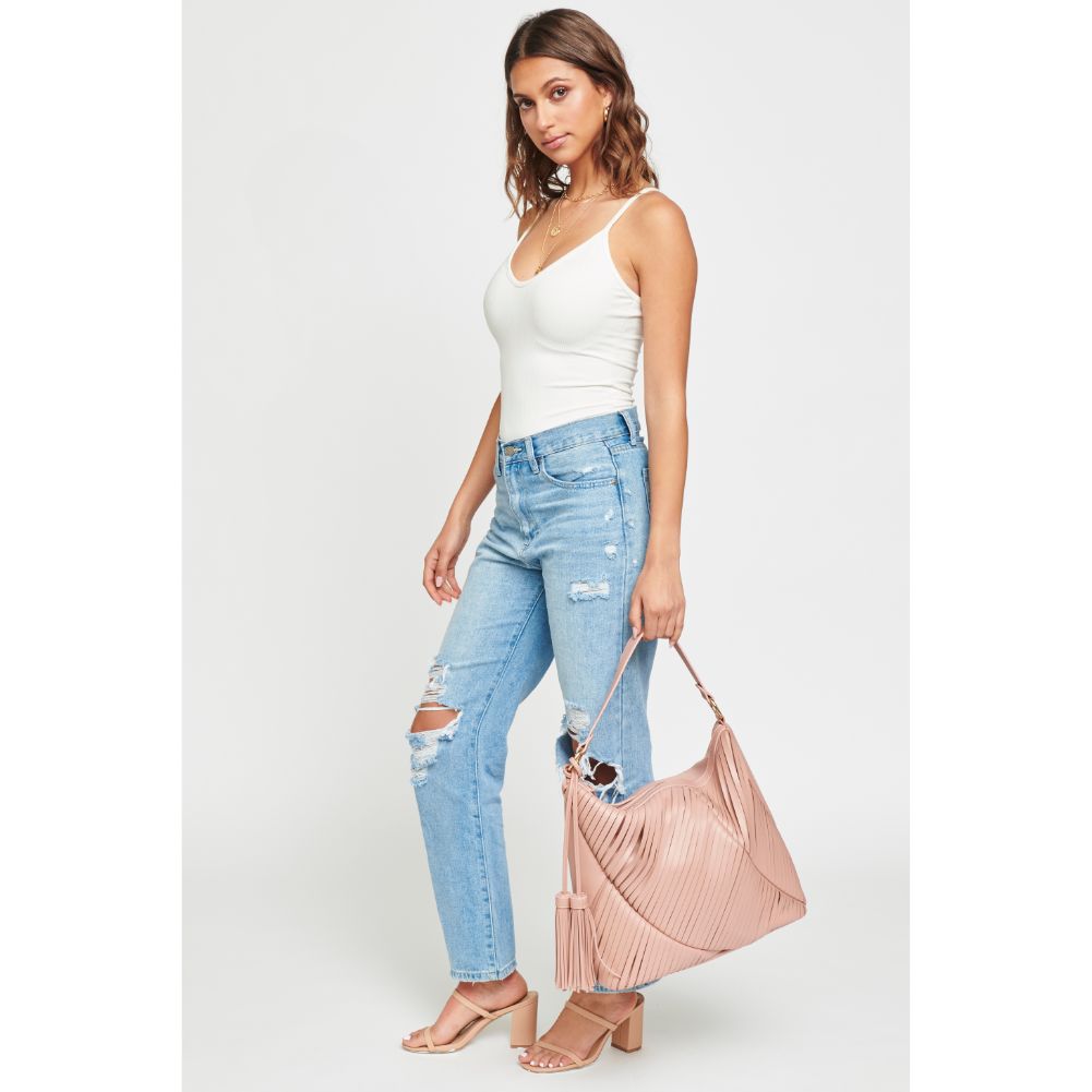 Woman wearing French Rose Urban Expressions Jinx Hobo NA-840611124975 View 4 | French Rose