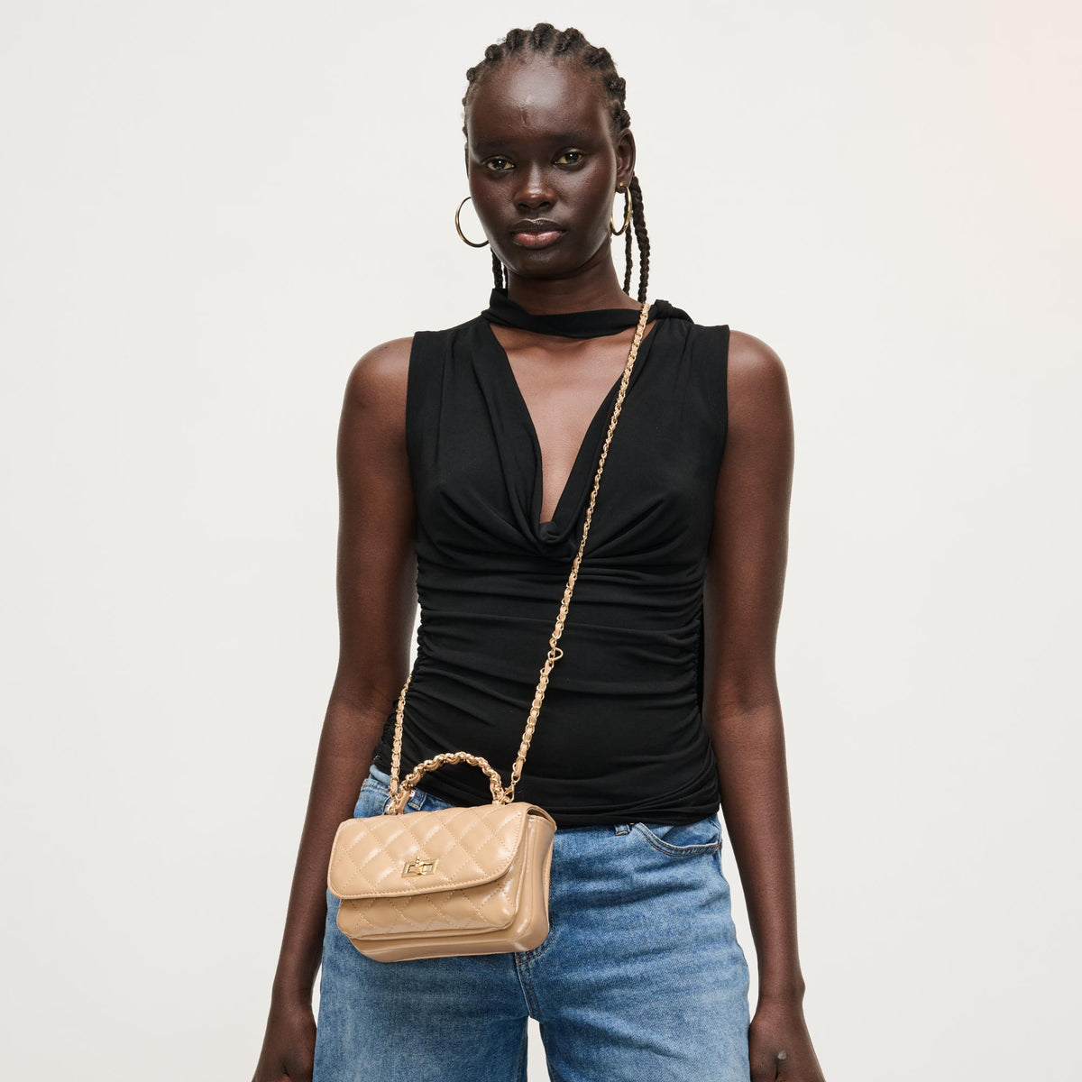 Woman wearing Natural Urban Expressions Leo Crossbody 840504205071 View 3 | Natural