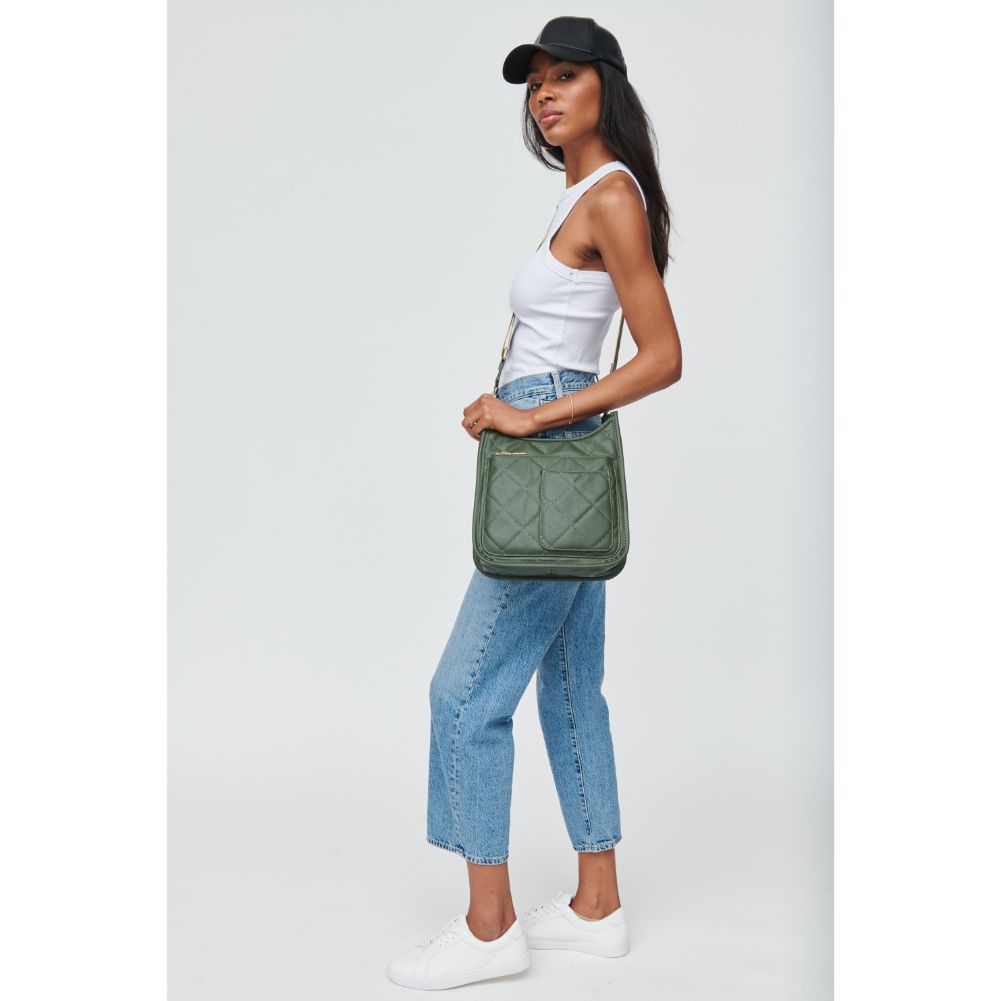 Woman wearing Olive Urban Expressions Harlie Crossbody 840611104861 View 3 | Olive
