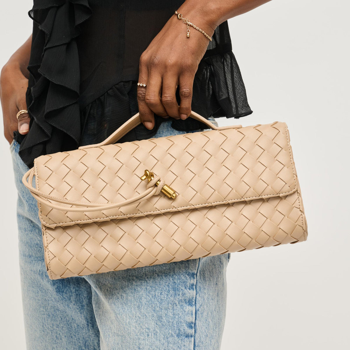 Woman wearing Nude Urban Expressions Ada Crossbody 840611161444 View 1 | Nude