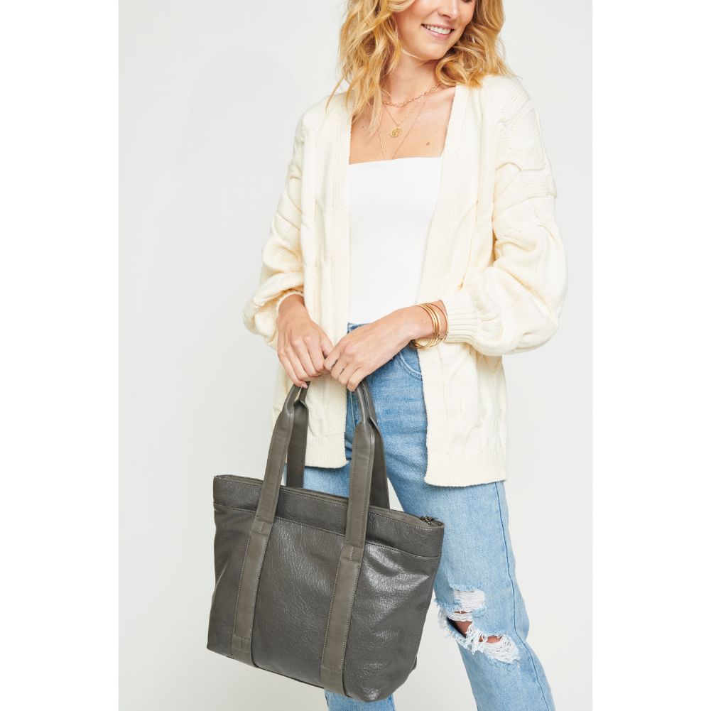 Woman wearing Charcoal Urban Expressions Finn Texture Tote NA-840611156600 View 1 | Charcoal