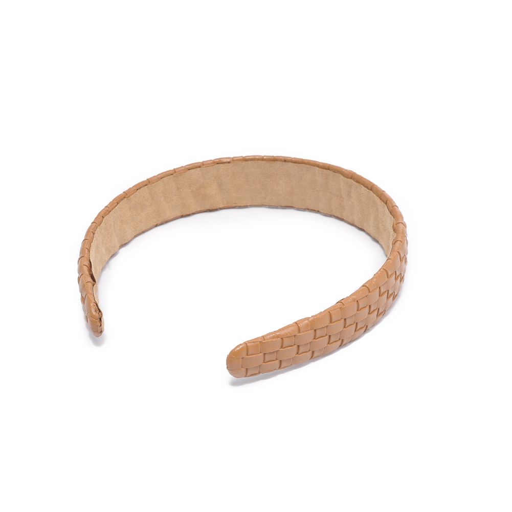 Product Image of Urban Expressions Embossed Woven Vegan Leather Headband Headband 818209014250 View 7 | Tan