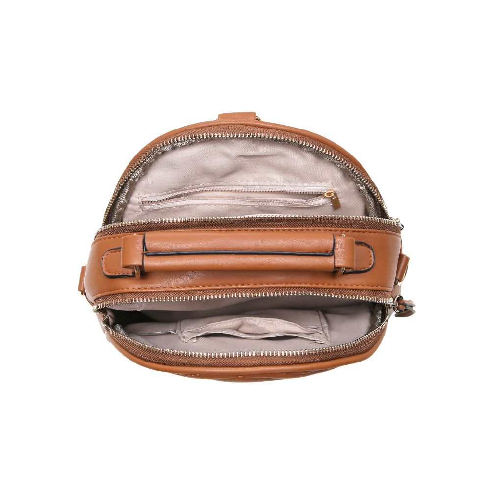 Product Image of Urban Expressions Constance V Stitch Double Zip Backpack 840611168634 View 4 | Tan
