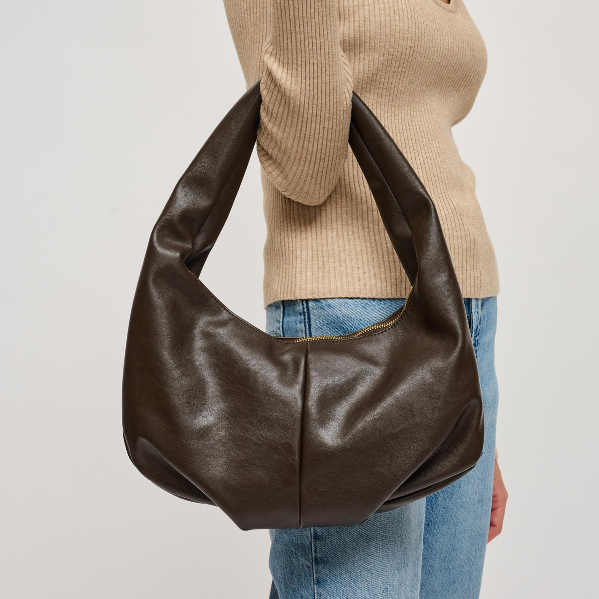 Woman wearing Chocolate Urban Expressions Sara Hobo 840611199232 View 2 | Chocolate