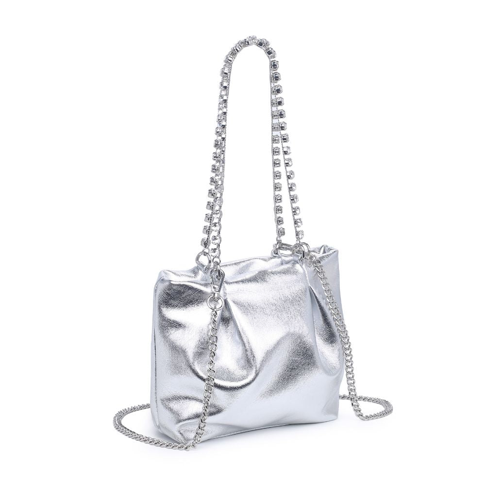 Woman wearing Silver Urban Expressions Marceline Evening Bag 840611116147 View 6 | Silver