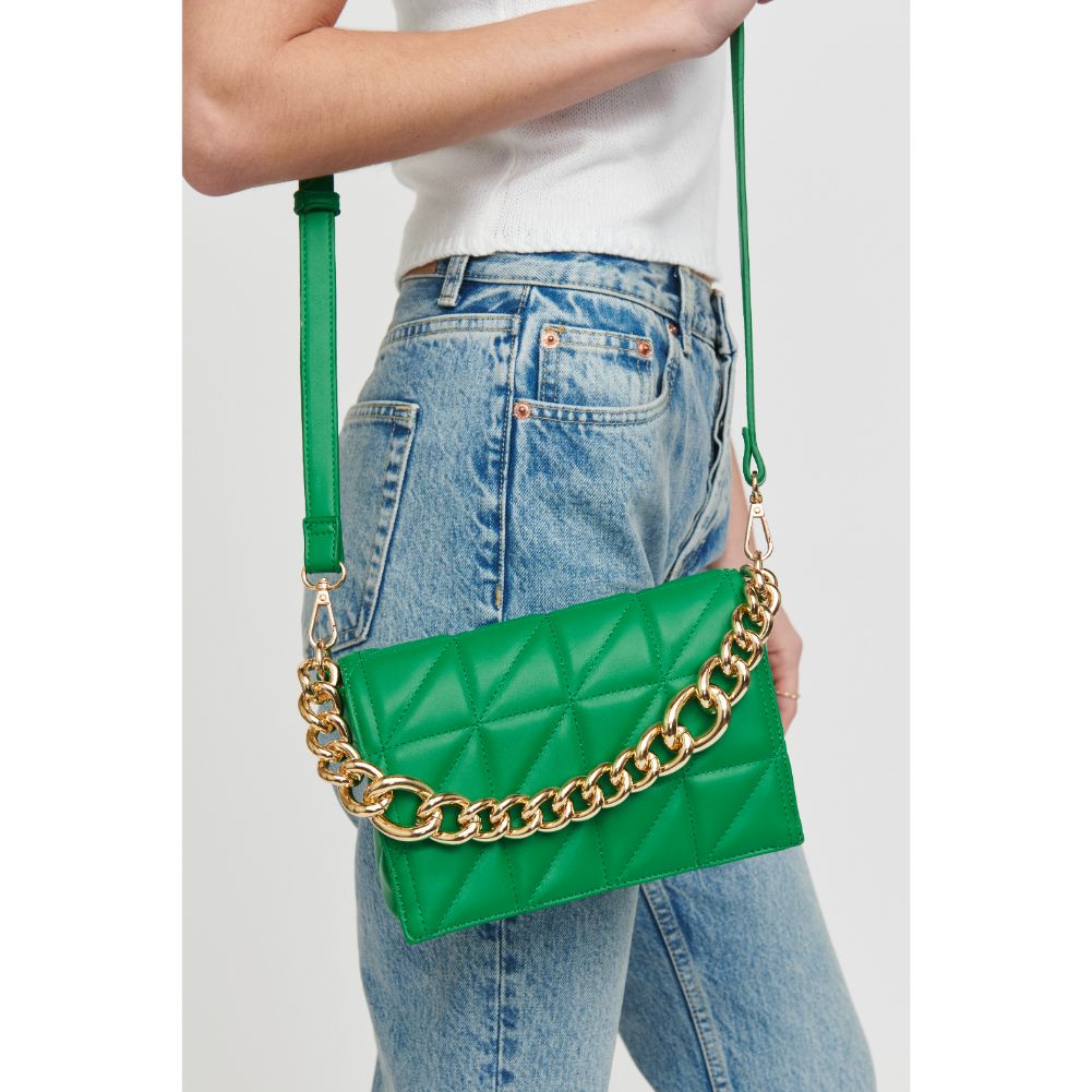 Woman wearing Kelly Green Urban Expressions Alani Crossbody 818209019453 View 1 | Kelly Green