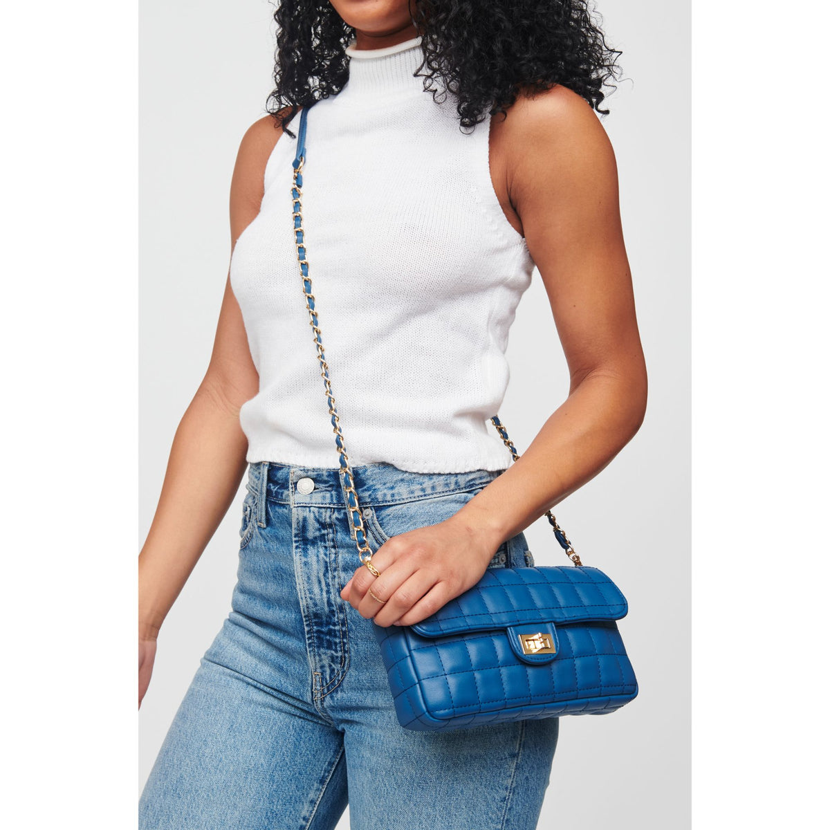 Woman wearing Denim Urban Expressions Darcie Crossbody 818209012034 View 1 | Denim