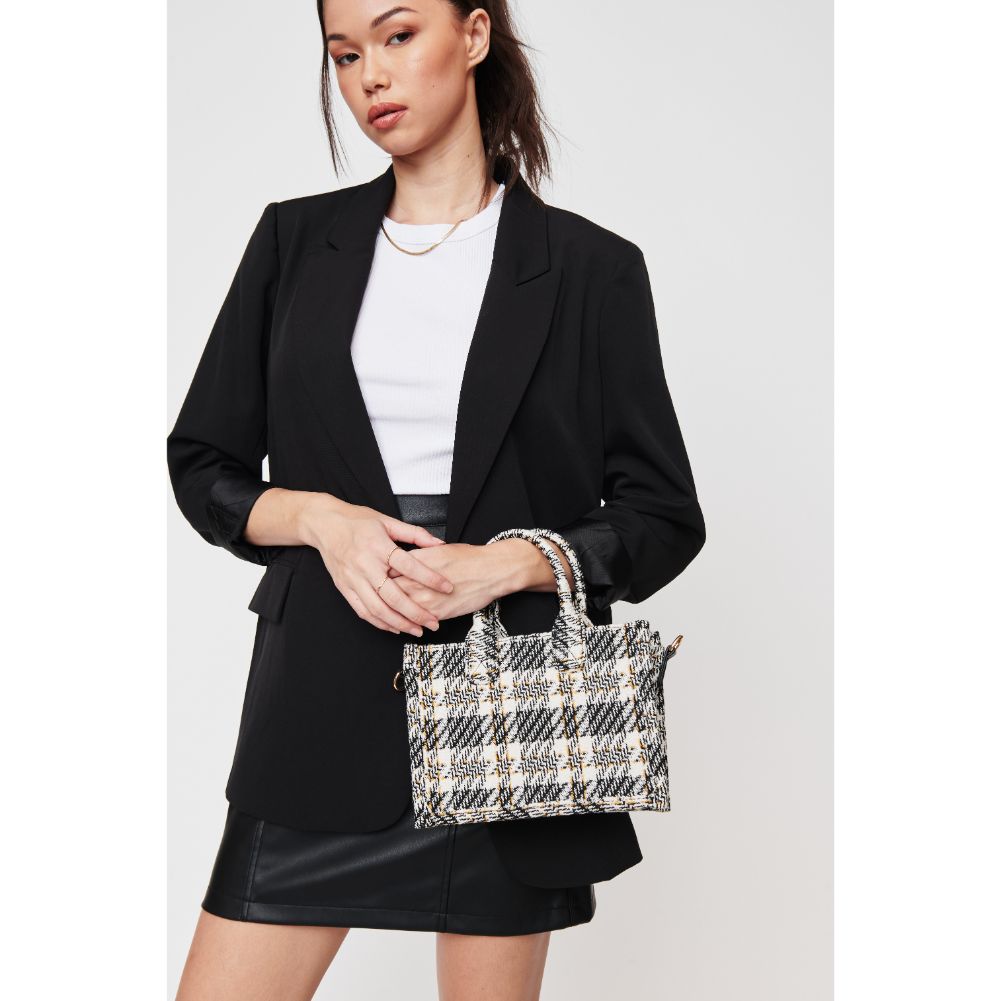 Woman wearing Black Urban Expressions Edina - Plaid Crossbody 840611103079 View 4 | Black
