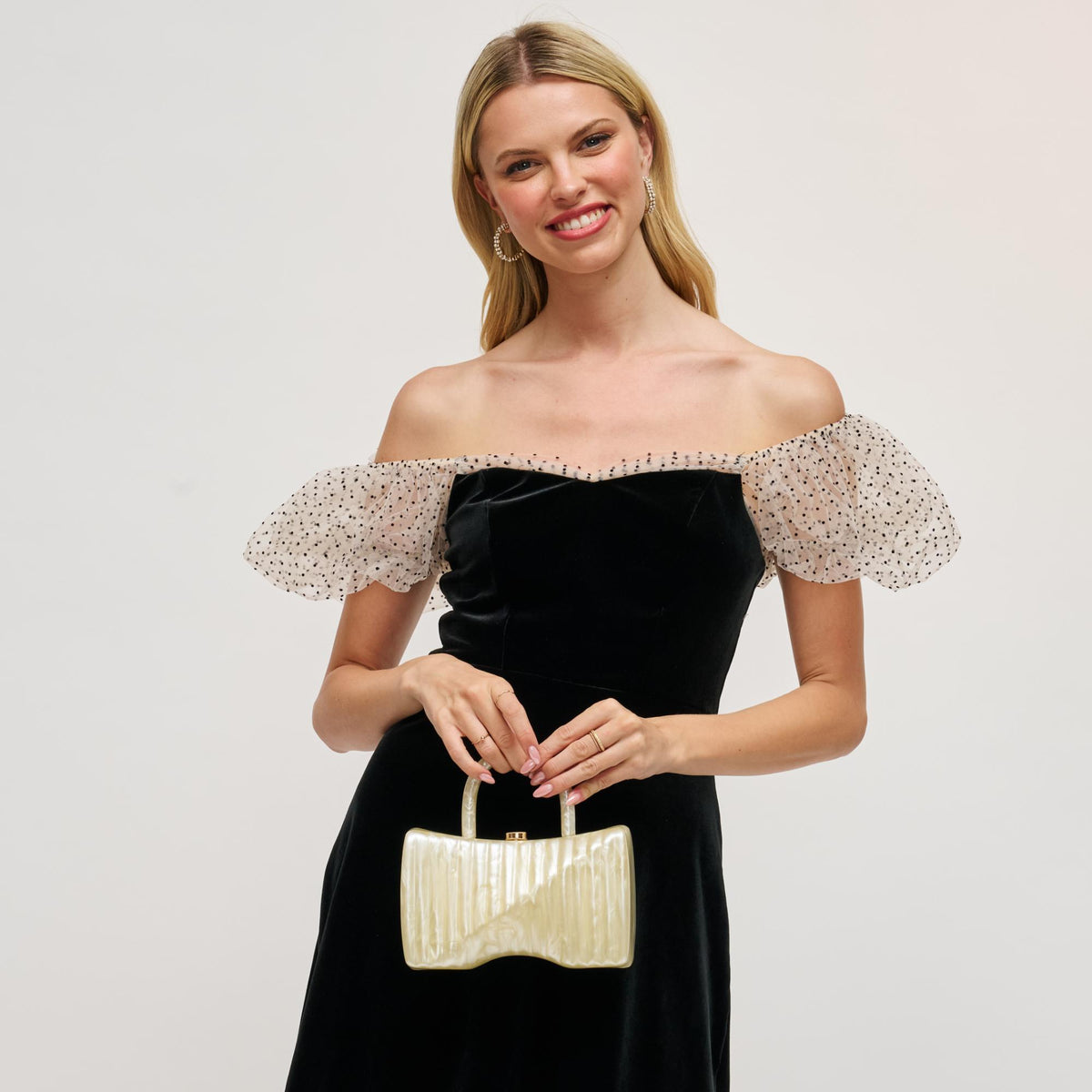 Woman wearing Ivory Urban Expressions Julie Evening Bag 840611198679 View 2 | Ivory