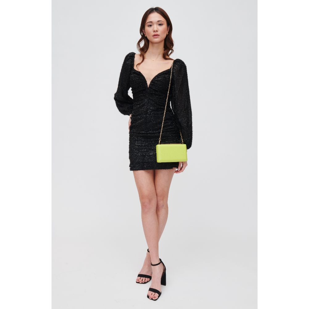 Woman wearing Lime Urban Expressions Thalia Evening Bag 840611118707 View 4 | Lime